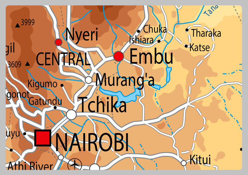 Physical Map of Kenya - The Oxford Collection