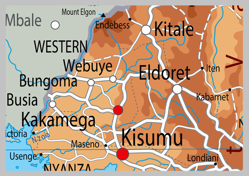 Physical Map of Kenya - The Oxford Collection