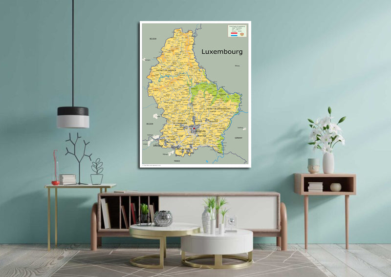 Physical Map of Luxembourg - The Oxford Collection