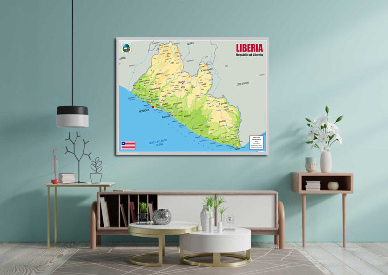 Physical Map of Liberia - The Oxford Collection