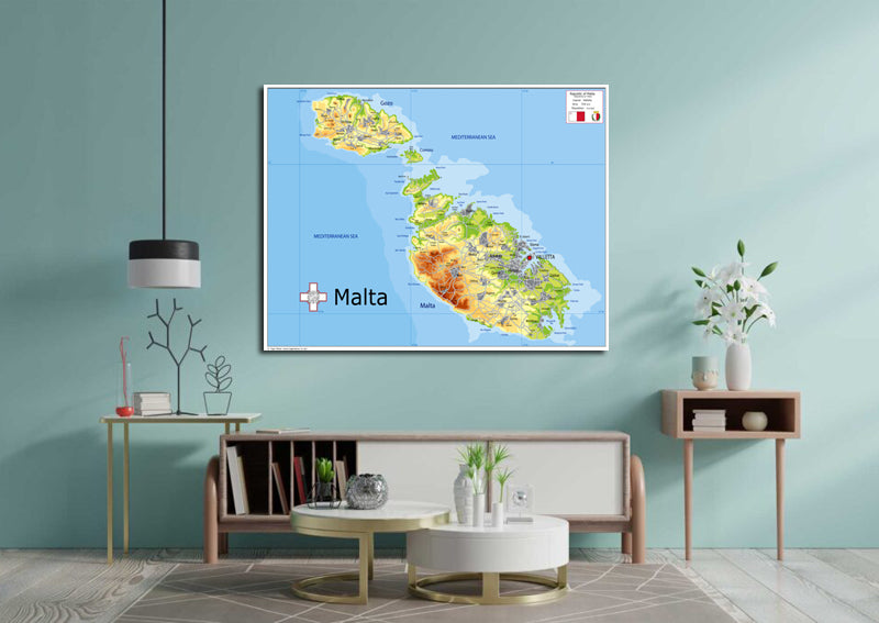 Physical Map of Malta - The Oxford Collection