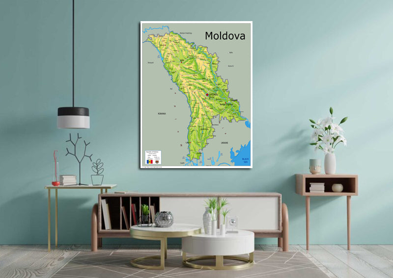 Physical Map of Moldova - The Oxford Collection