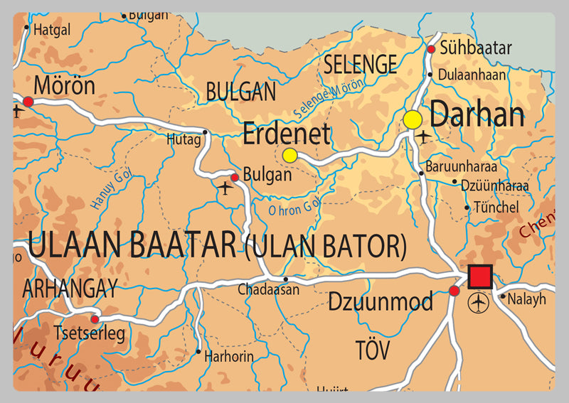 Physical Map of Mongolia - The Oxford Collection