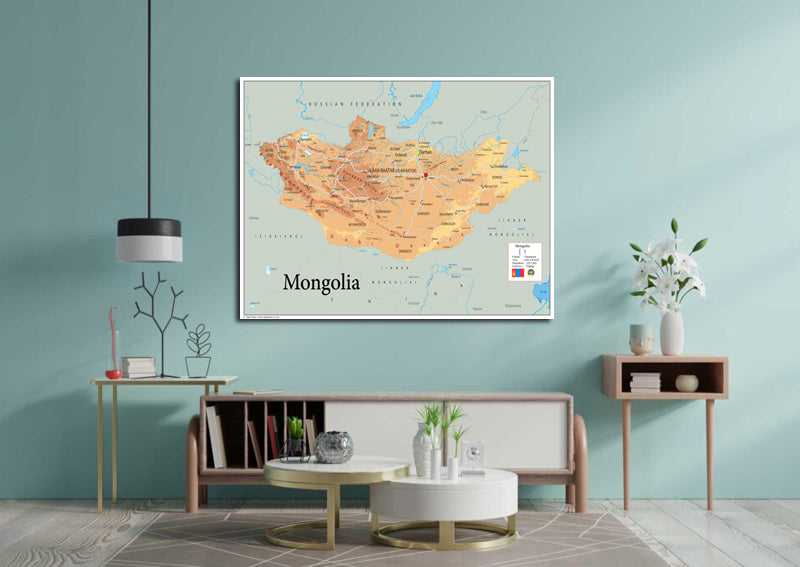 Physical Map of Mongolia - The Oxford Collection