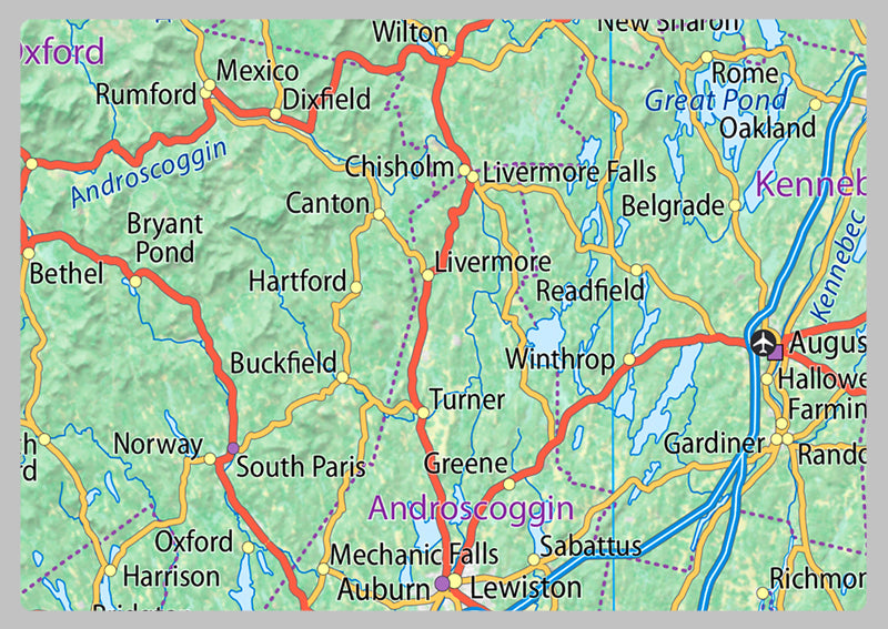 Maine Physical State Map