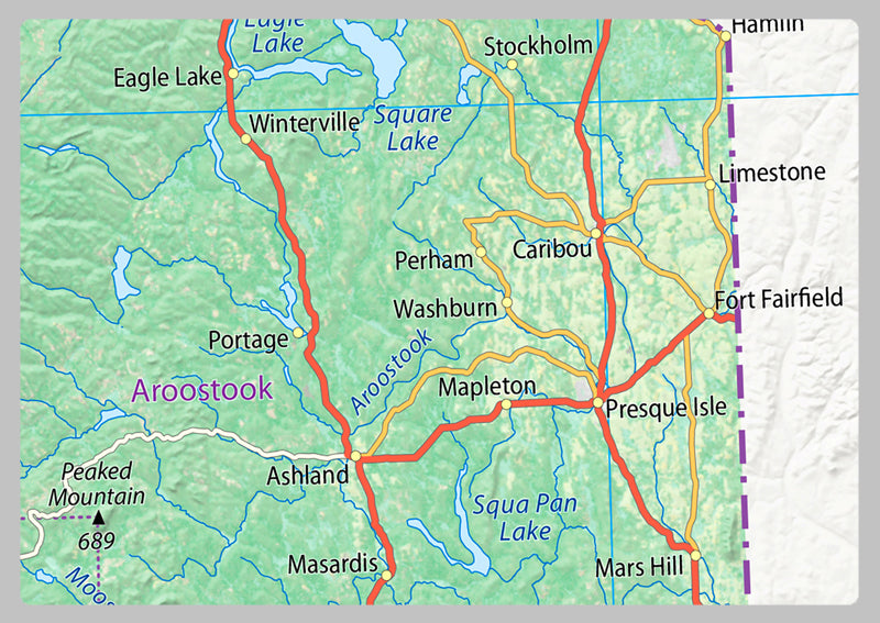 Maine Physical State Map