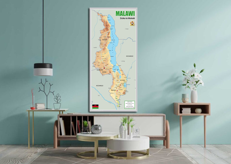 Physical Map of Malawi - The Oxford Collection