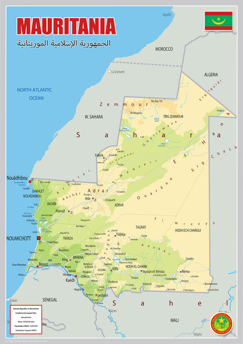 Physical Map of Mauritania - The Oxford Collection