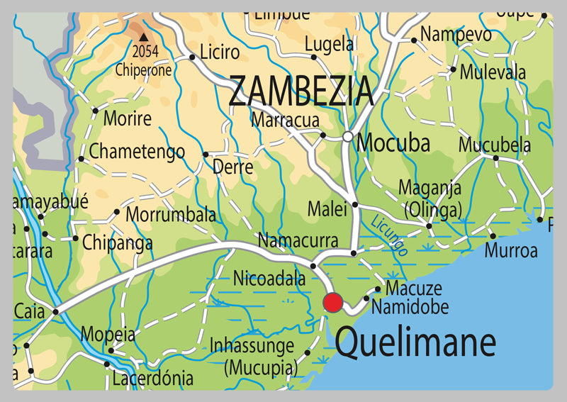 Physical Map of Mozambique - The Oxford Collection