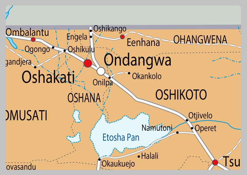 Physical Map of Namibia - The Oxford Collection