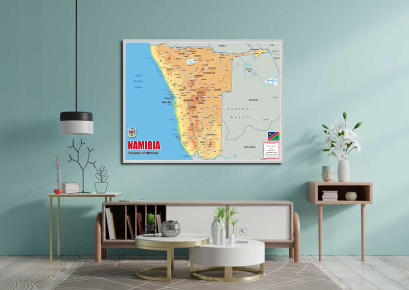 Physical Map of Namibia - The Oxford Collection