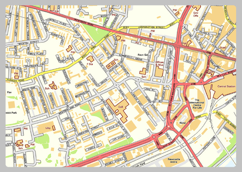 Newcastle City Centre Street Map