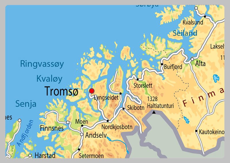 Physical Map of Norway - The Oxford Collection