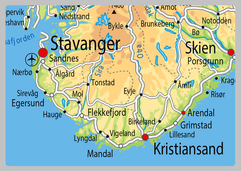 Physical Map of Norway - The Oxford Collection