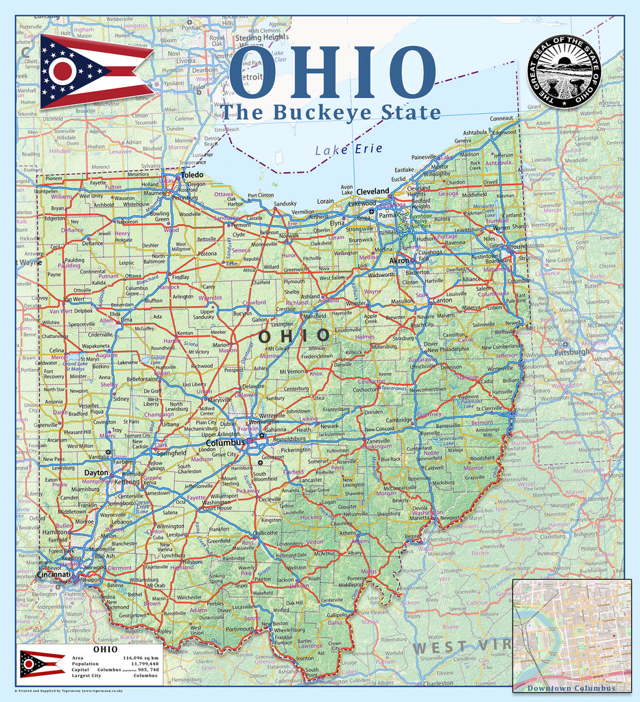 Ohio Physical State Map | I Love Maps