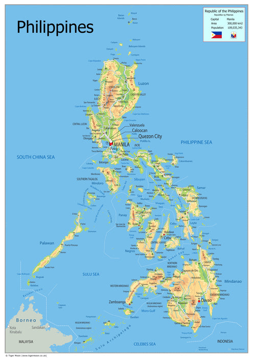 Physical Map of the Philippines - The Oxford Collection