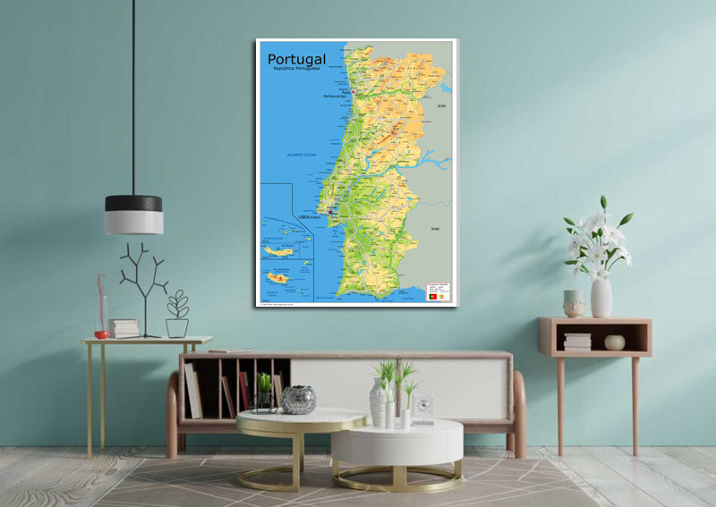 Physical Map of Portugal - The Oxford Collection