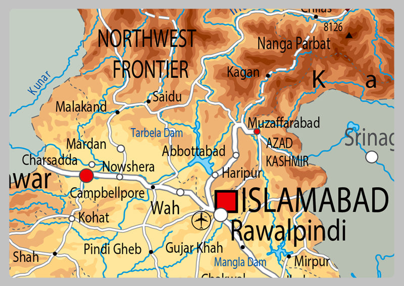 Physical Map of Pakistan - The Oxford Collection– I Love Maps