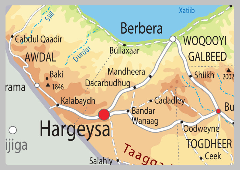 Physical Map of Somalia - The Oxford Collection