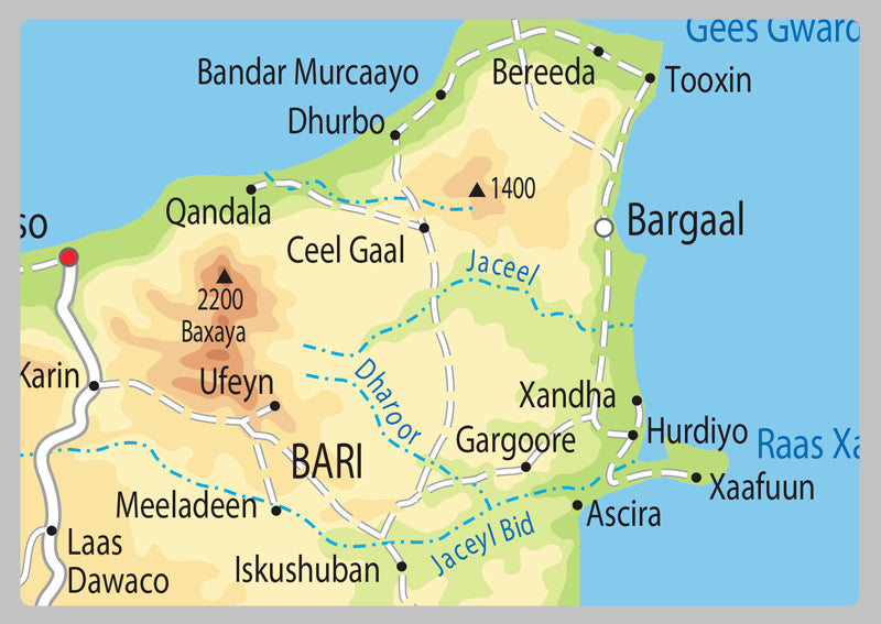 Physical Map of Somalia - The Oxford Collection