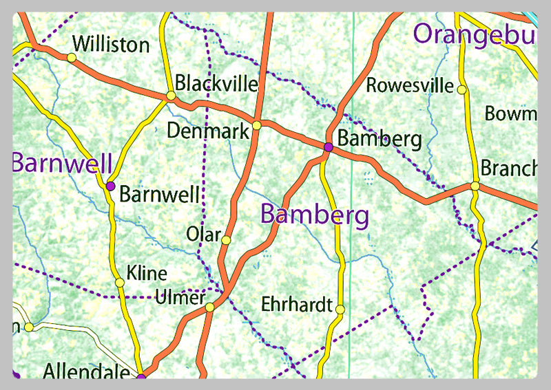 South Carolina Physical State Map