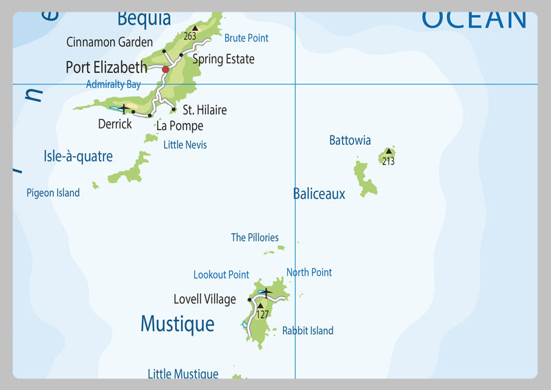 Physical Map of St Vincent - The Oxford Collection