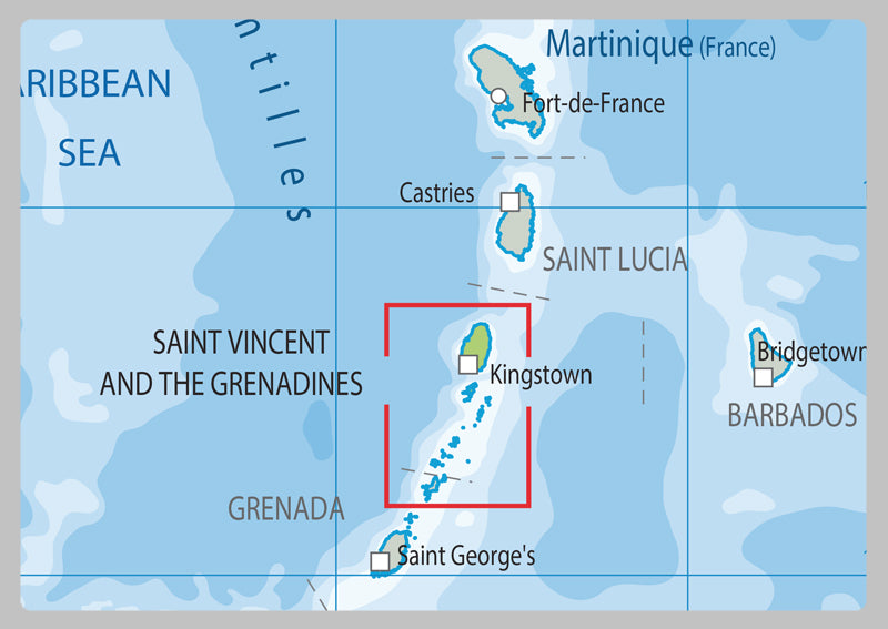 Physical Map of St Vincent - The Oxford Collection