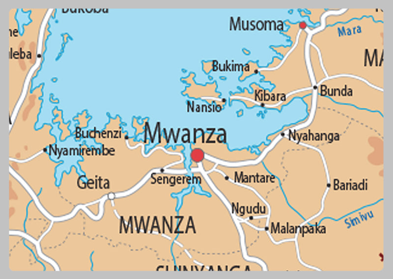 Physical Map of Tanzania - The Oxford Collection