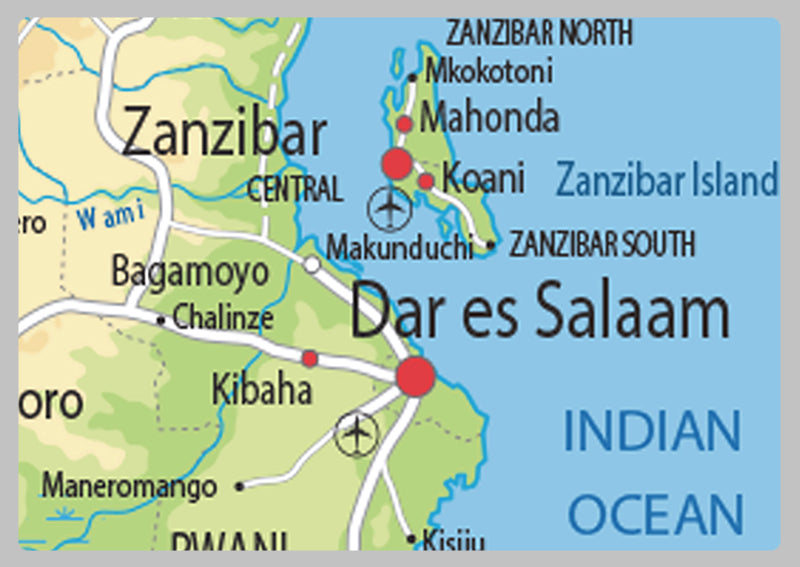 Physical Map of Tanzania - The Oxford Collection