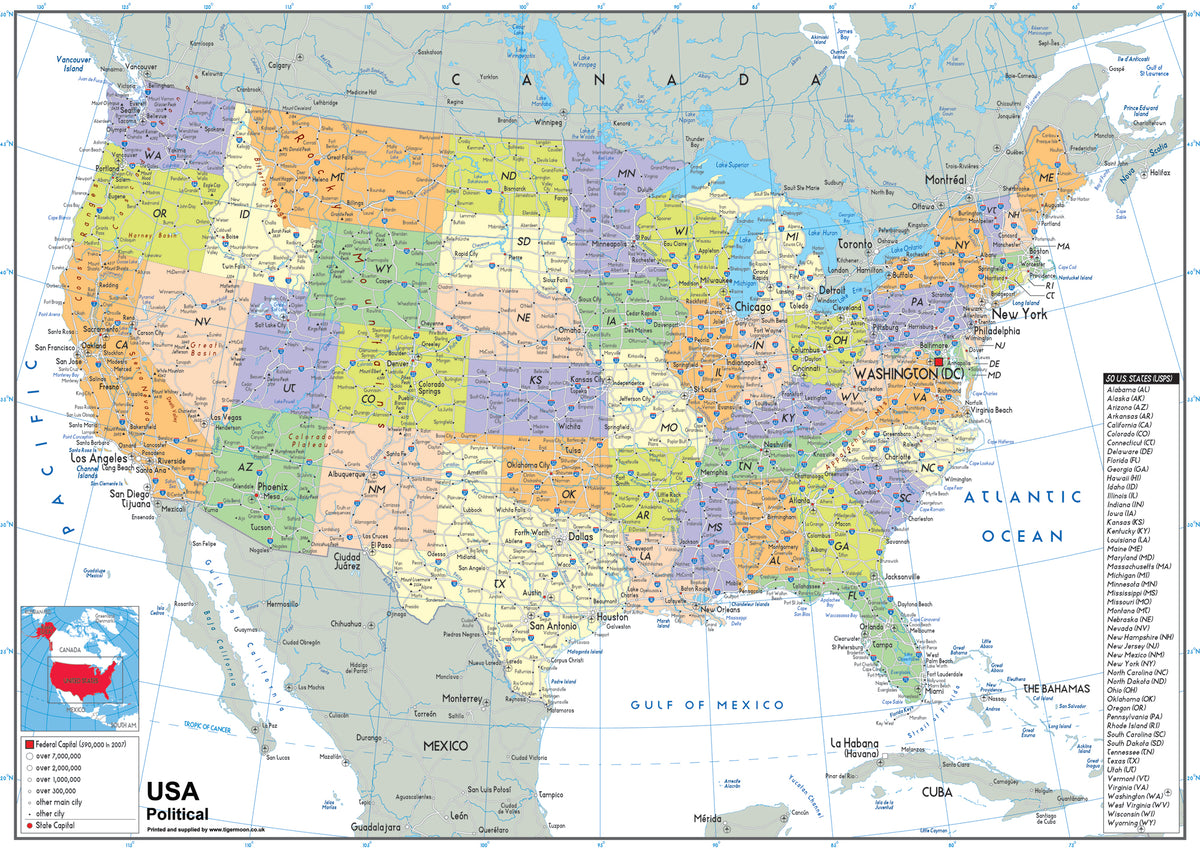 USA Political Map– I Love Maps