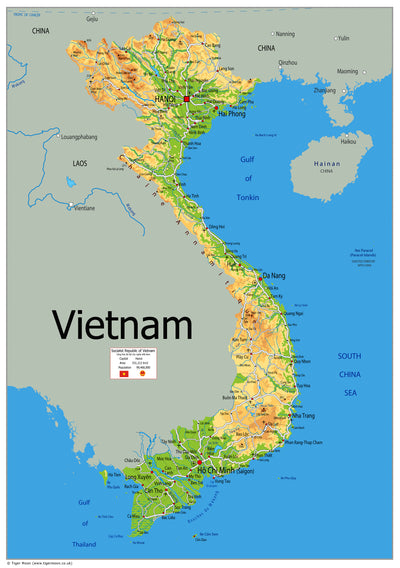 Physical Map of Vietnam - The Oxford Collection– I Love Maps