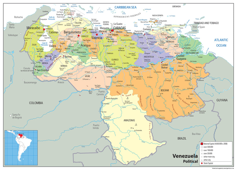 Venezuela Political Map– I Love Maps