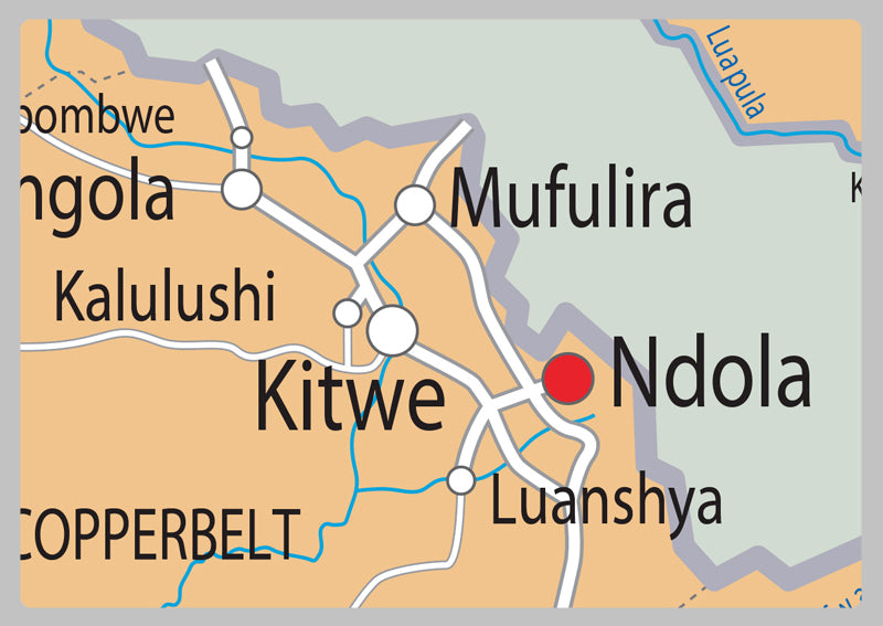 Physical Map of Zambia - The Oxford Collection