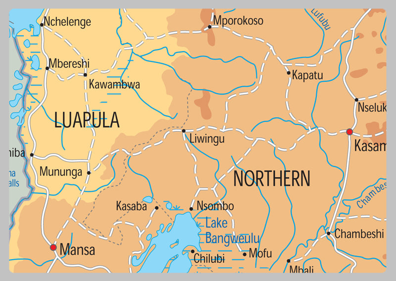 Zambia Physical Map