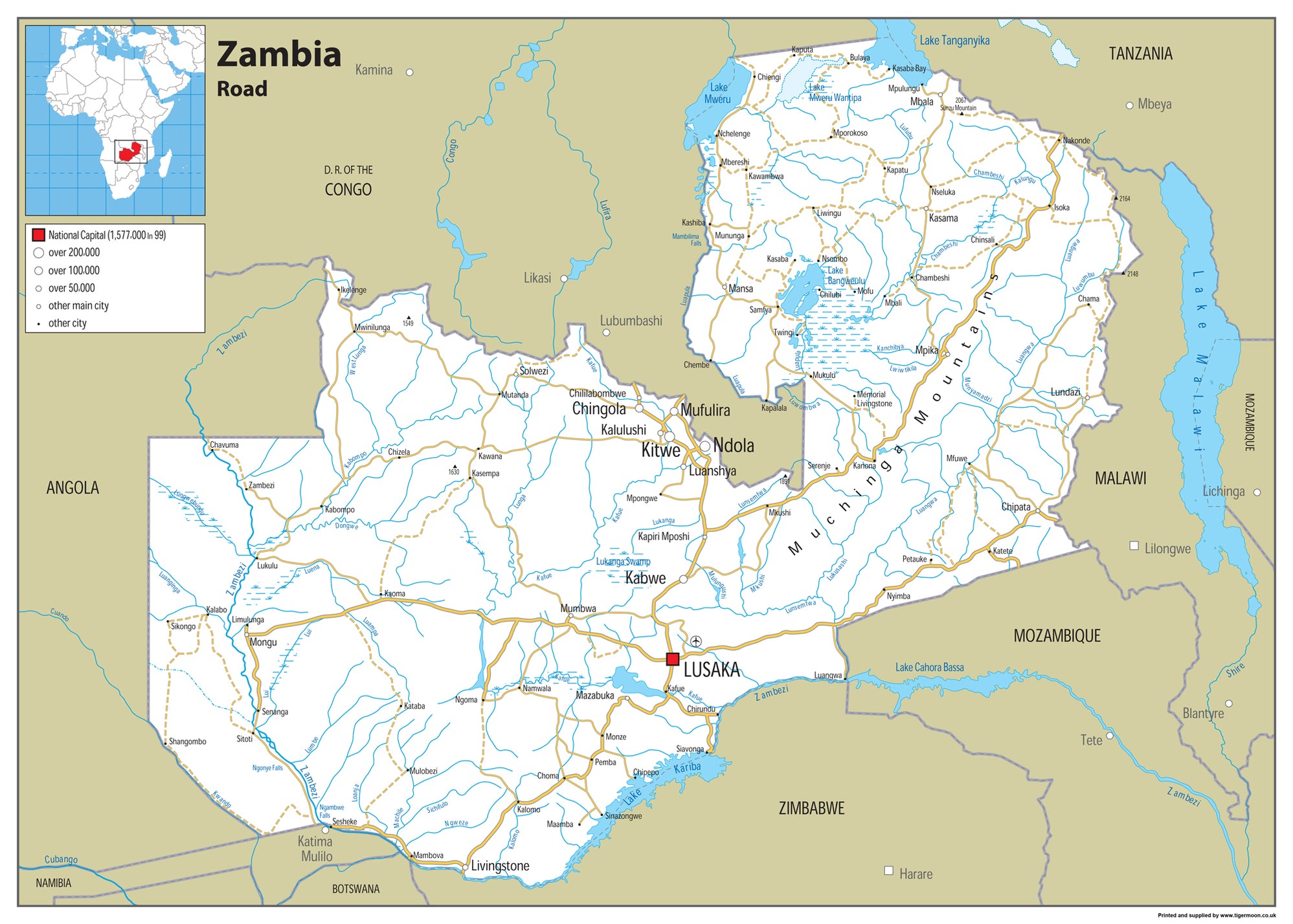 Zambia Road Map– I Love Maps