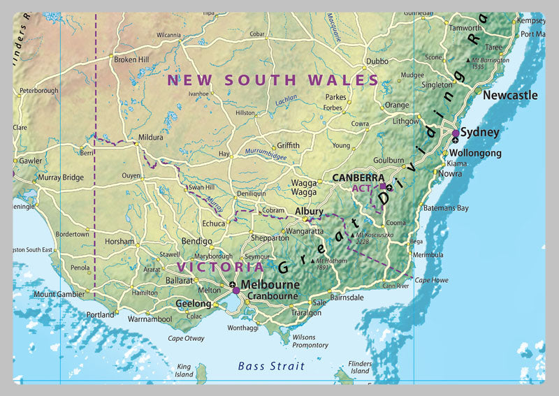 Australia Physical Map with Road & State detail– I Love Maps