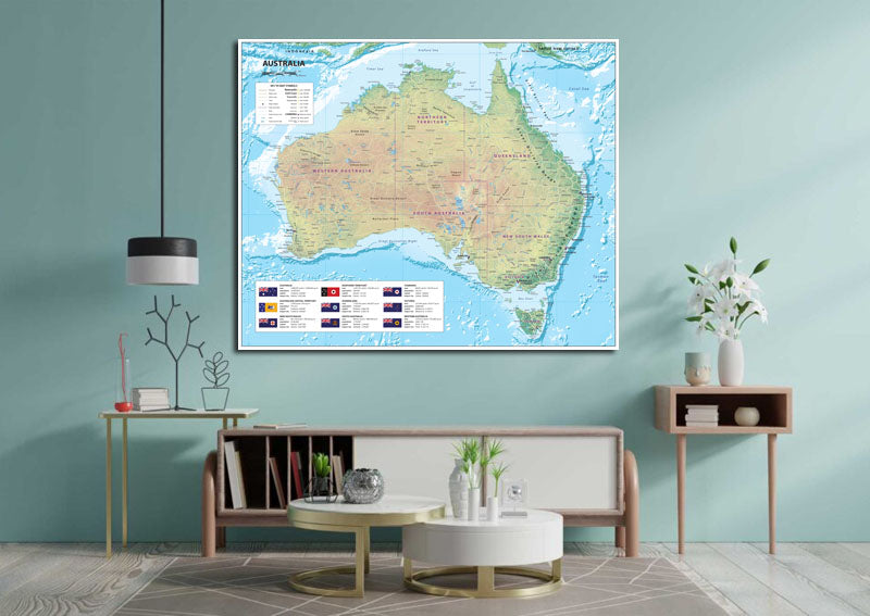 Australia Physical Map with Road & State detail