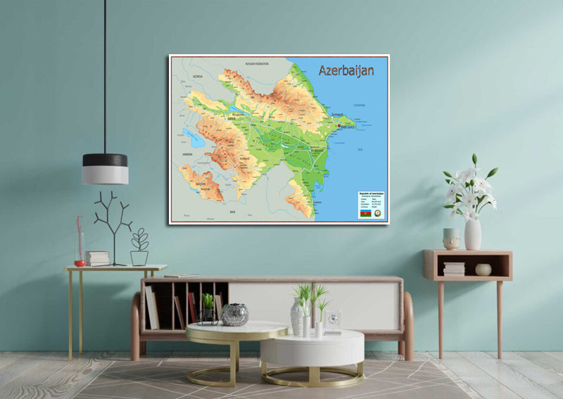 Physical Map of Azerbaijan - The Oxford Collection