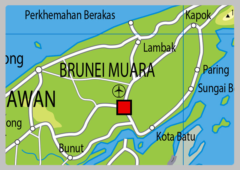 Physical Map of Brunei - The Oxford Collection