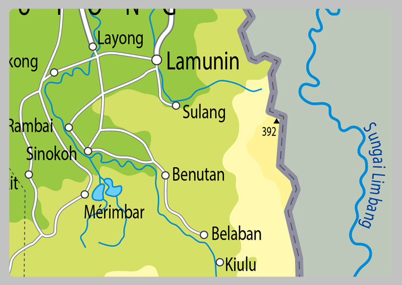 Physical Map of Brunei - The Oxford Collection