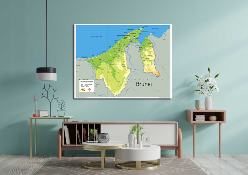 Physical Map of Brunei - The Oxford Collection