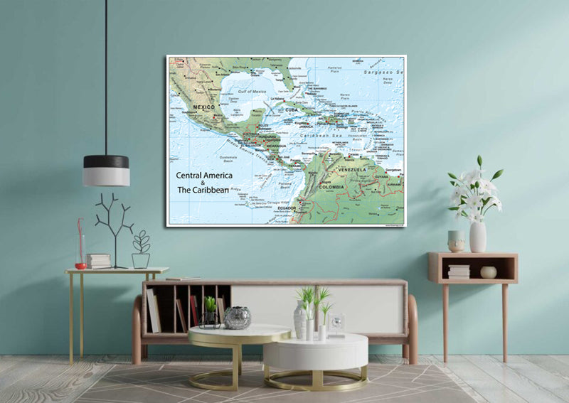 Central America and the Caribbean Physical Map