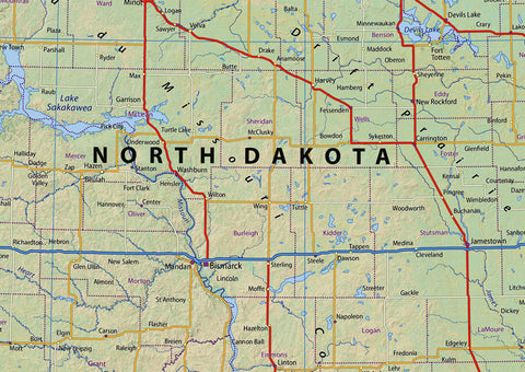 Dakota and Nebraska Physical State Map | I Love Maps