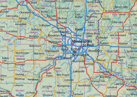 Minnesota and Iowa Physical State Map | I Love Maps