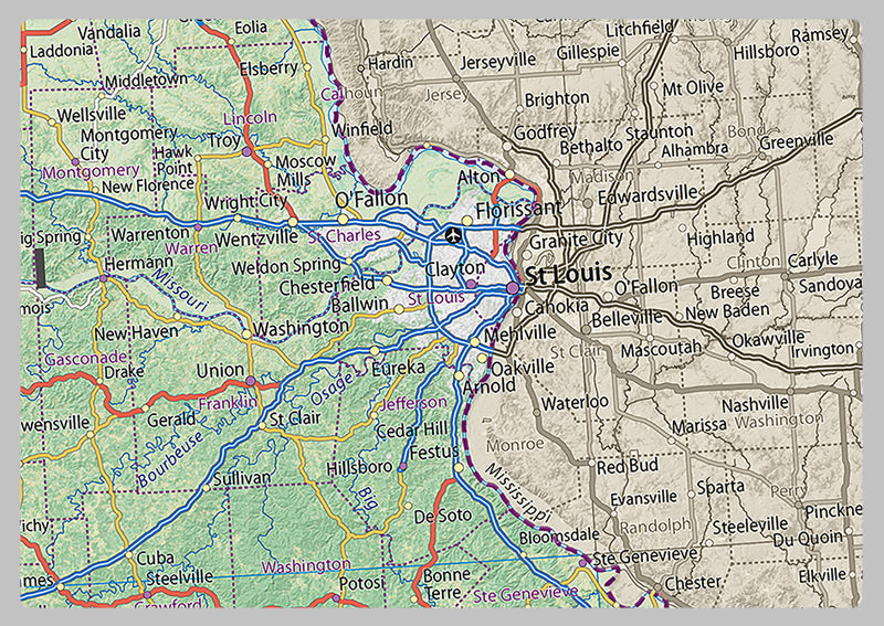 Missouri Physical State Map