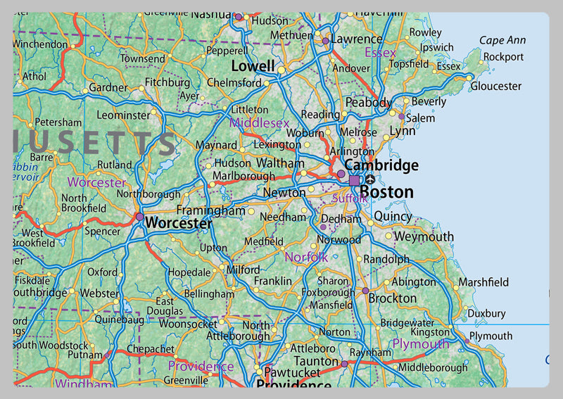 New England Physical Map