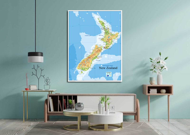 Physical Map of New Zealand - The Oxford Collection