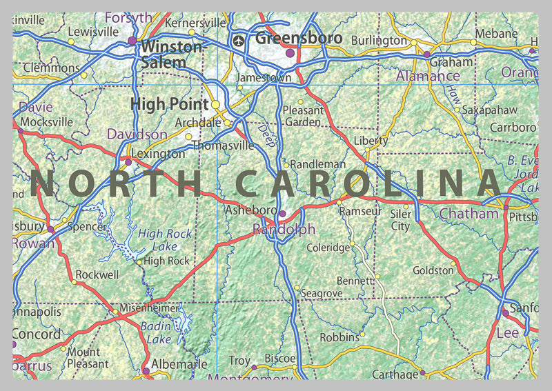 North Carolina Physical State Map | I Love Maps