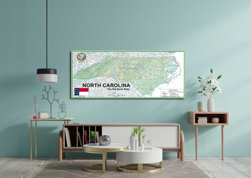 North Carolina Physical State Map | I Love Maps