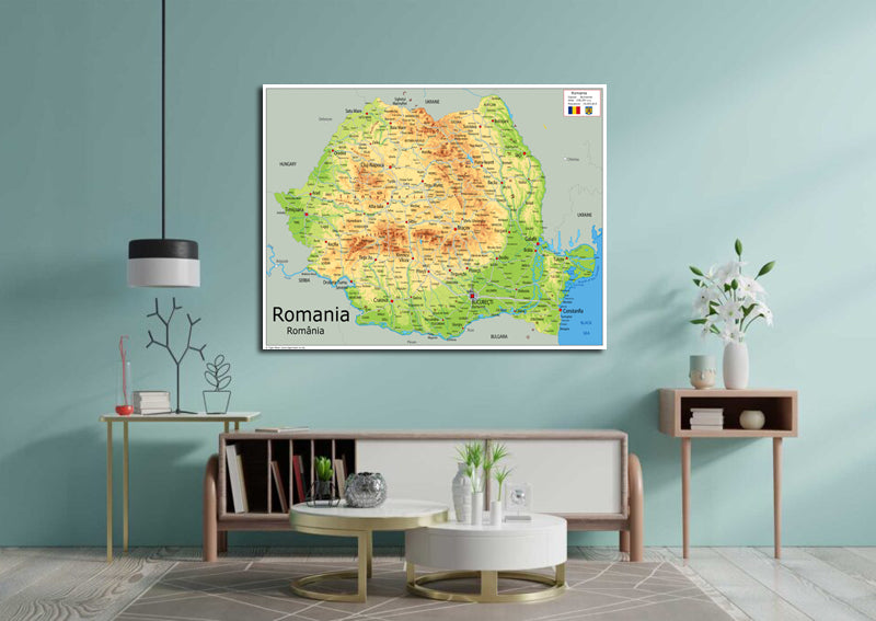 Physical Map of Romania - The Oxford Collection